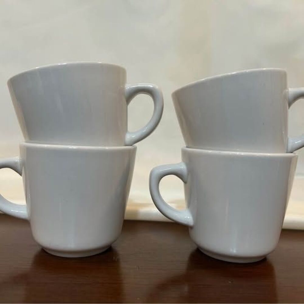 Set of 4 White Ceramic Small Tea Cup Mugs